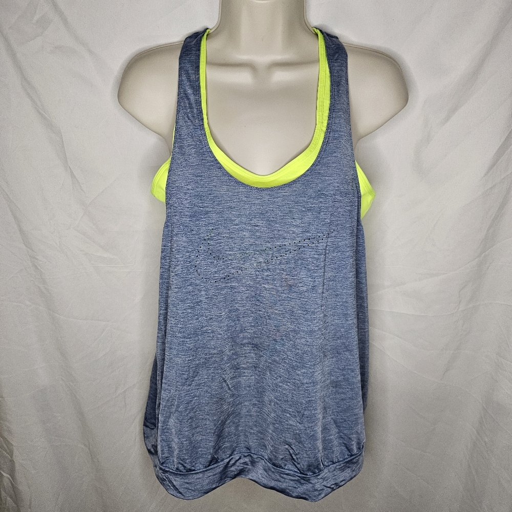 Womens Nike Dri Fit 804652 Training Running Built In Bra 2 in 1 Tank Top Size L